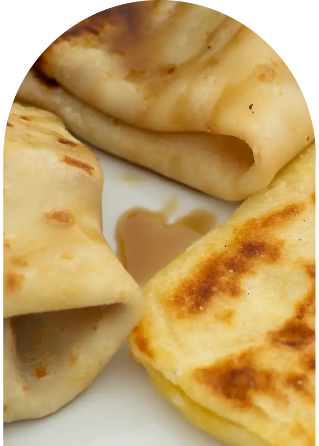GClose-up of msemmens, homemade Moroccan pancakes